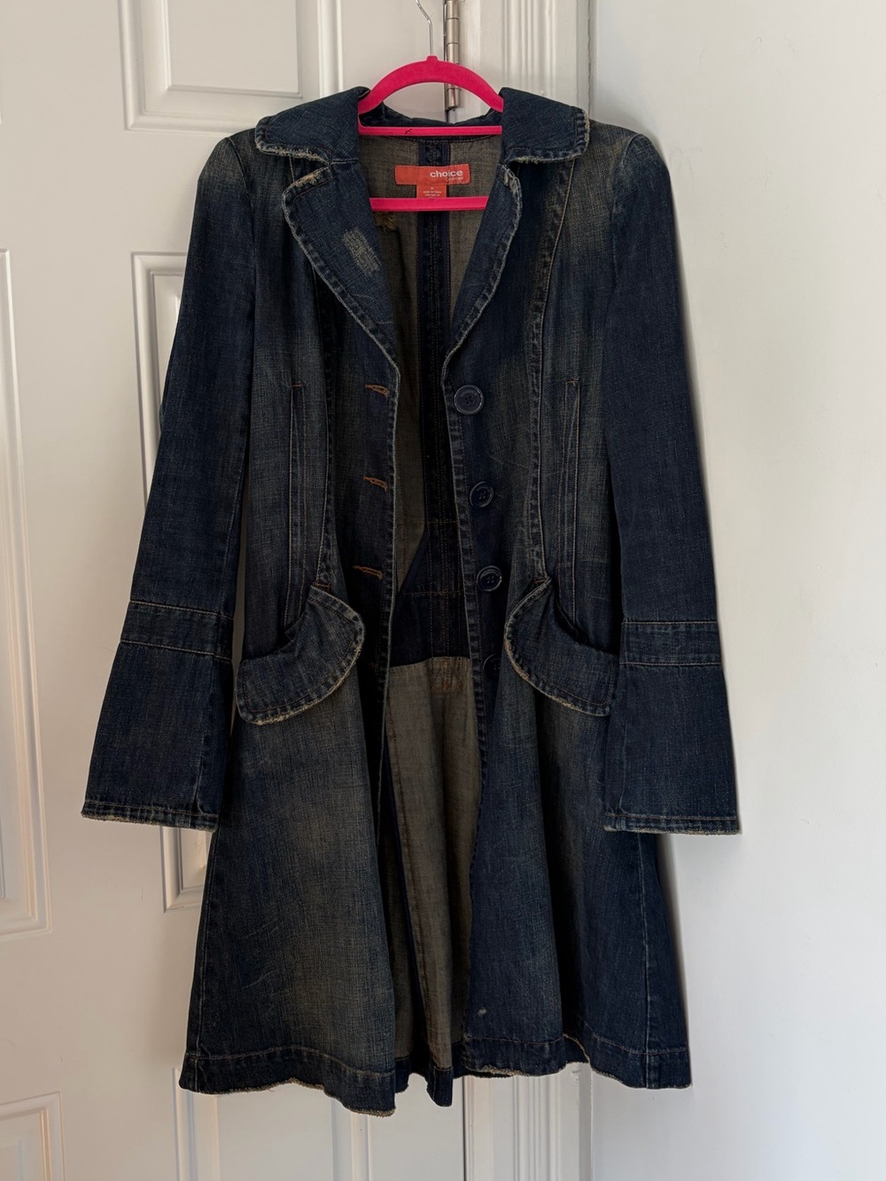 Dark Denim Trench Coat - Vintage Calvin Klein